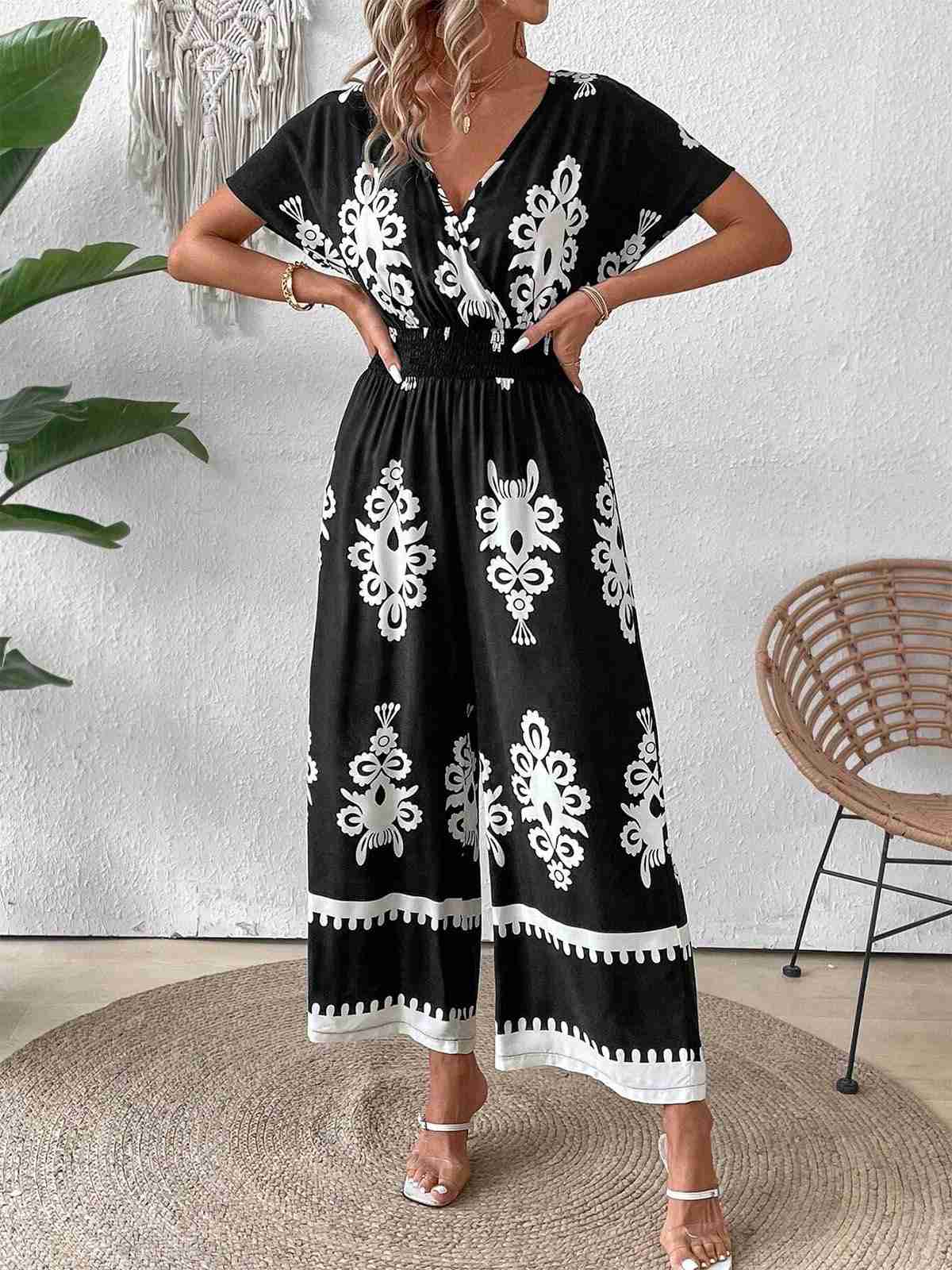 1930s V-Neck National Totem Wideleg Jumpsuit - Image 4