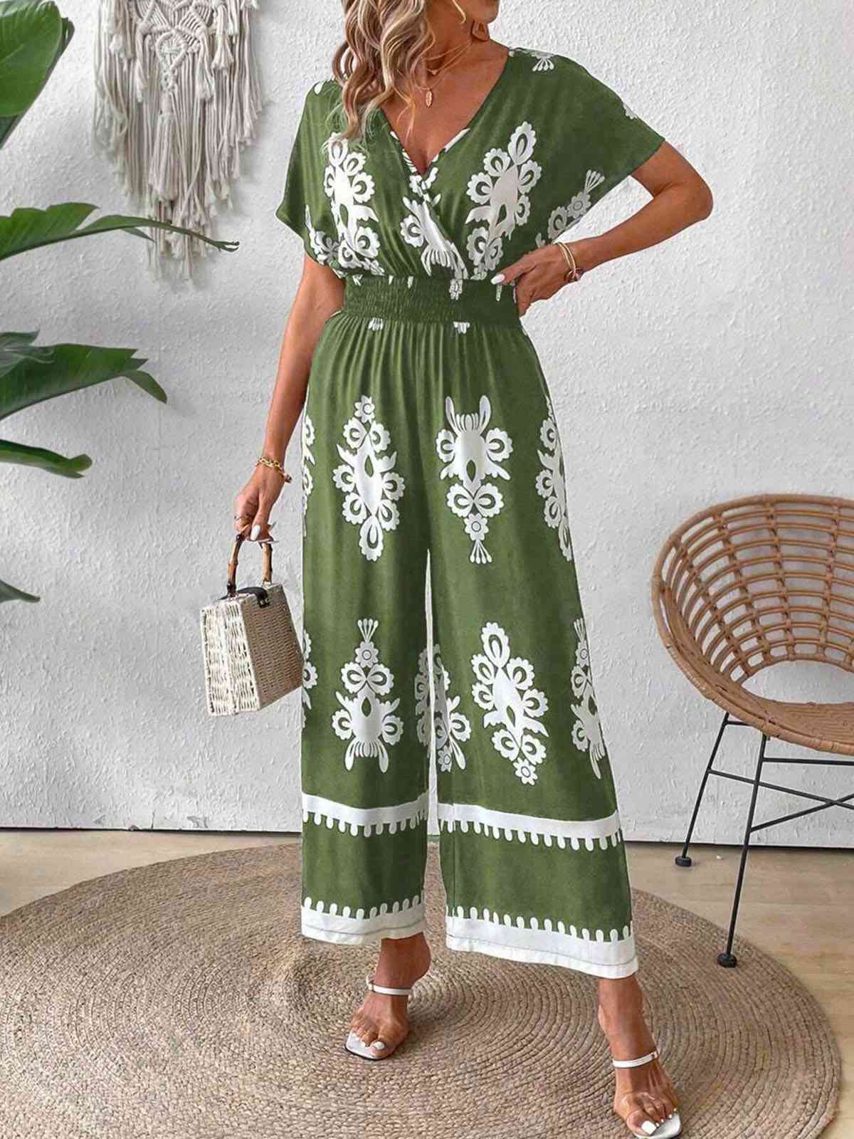 1930s V-Neck National Totem Wideleg Jumpsuit - Image 6