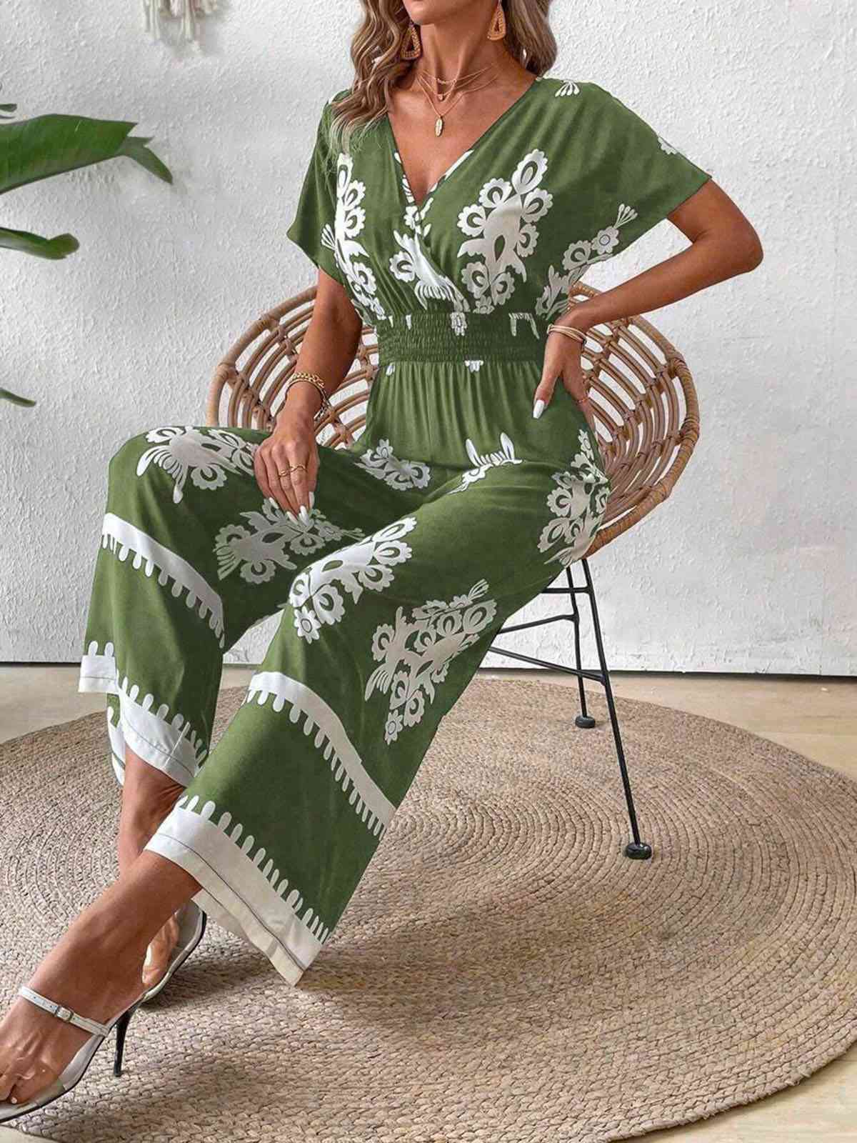 1930s V-Neck National Totem Wideleg Jumpsuit - Image 7