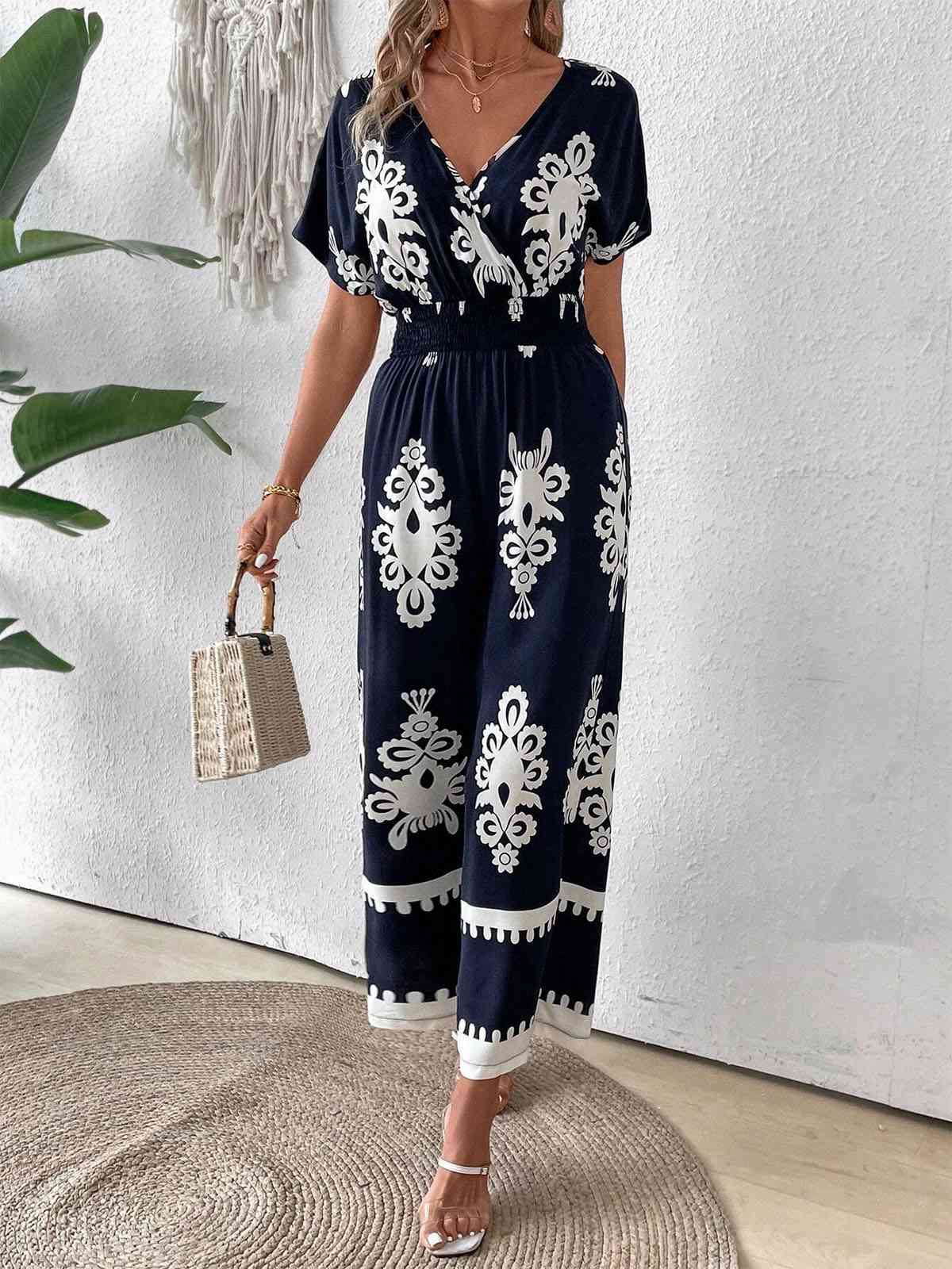 1930s V-Neck National Totem Wideleg Jumpsuit - Image 9