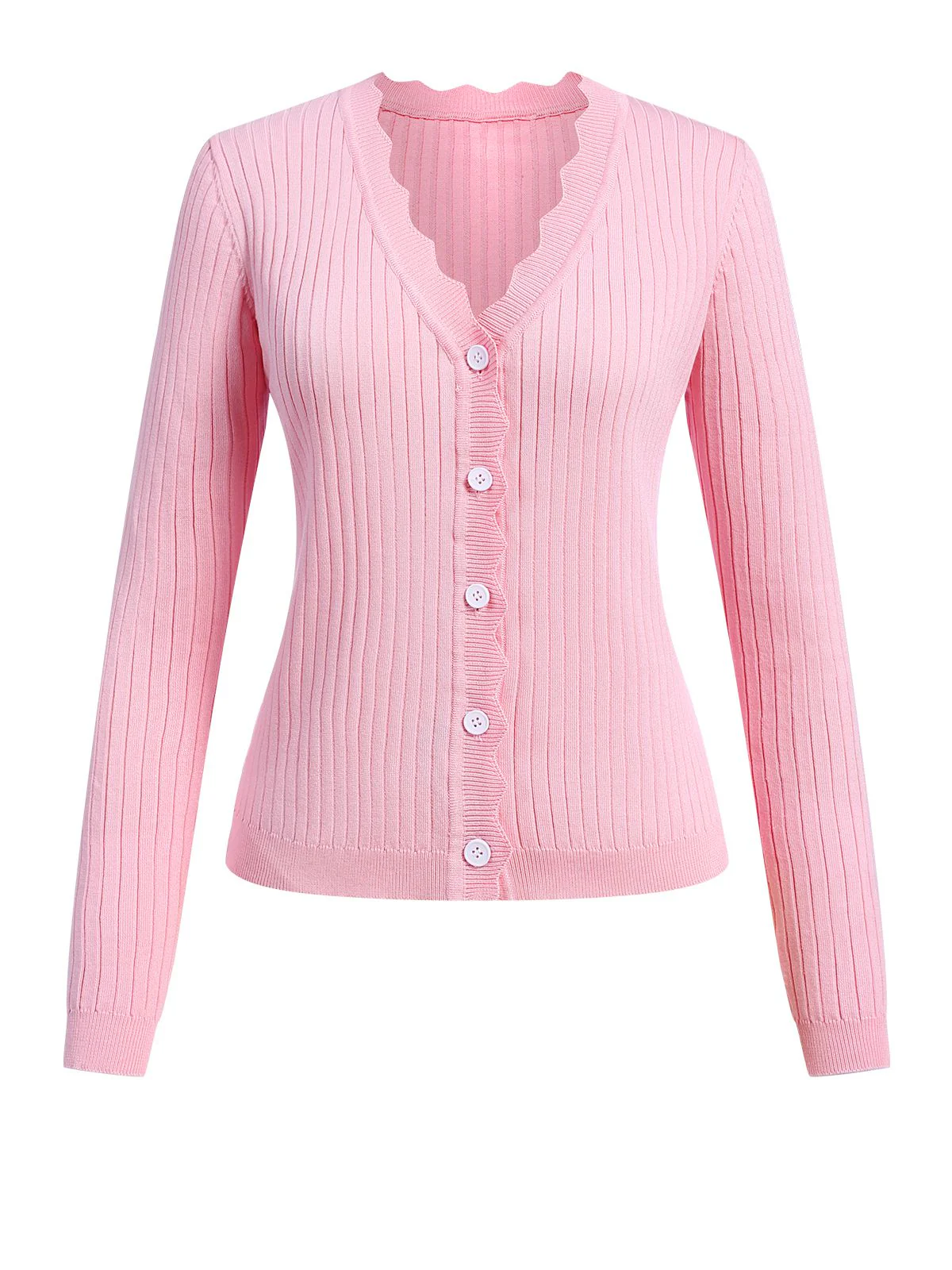 1930s V-Neck Ruffles Long Sleeve Sweater Coat - Image 2