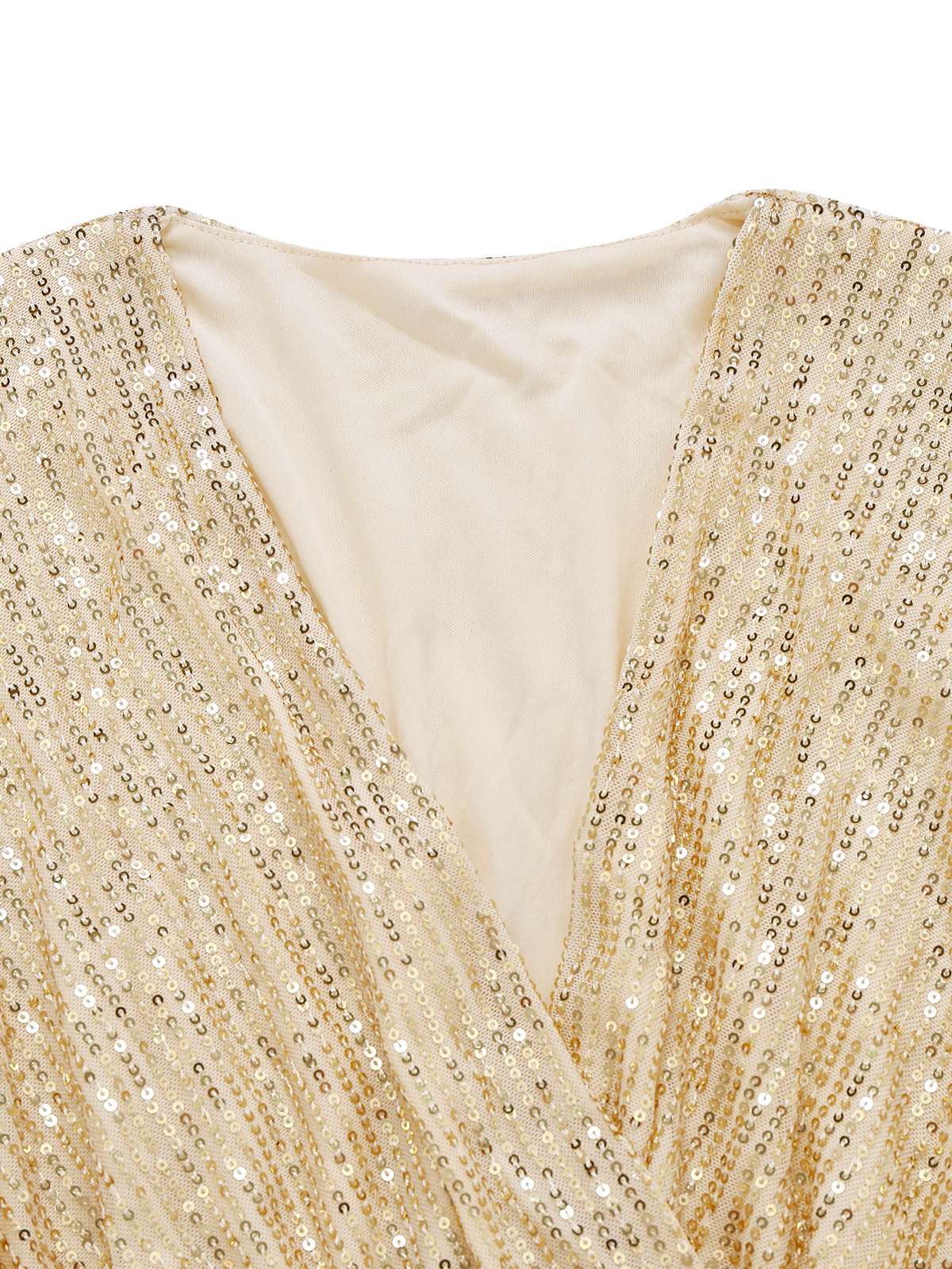 1930s V-Neck Sequined Ruffled Hem Dress - Image 4