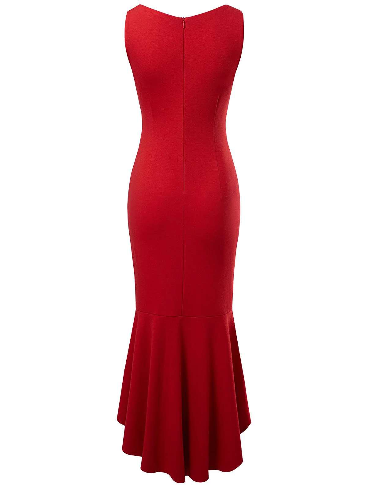 1930s V-Neck Sleeveless Ruffled Fishtail Dress - Image 3