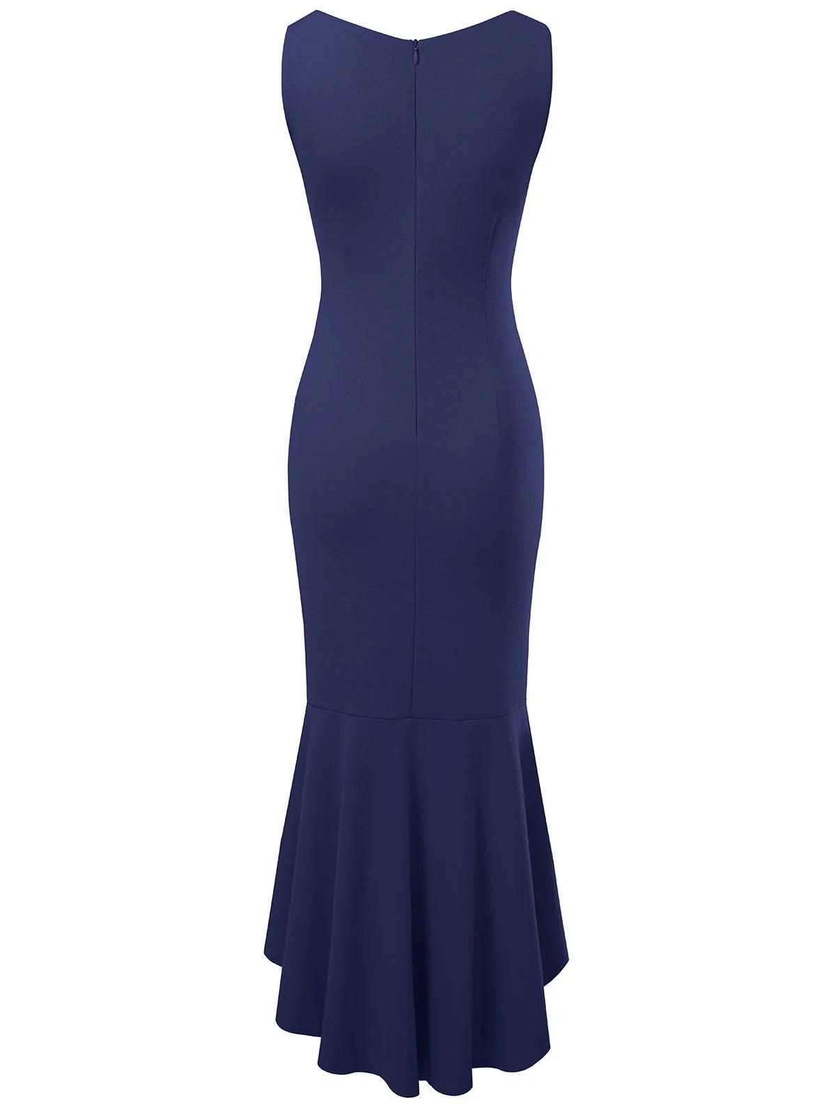 1930s V-Neck Sleeveless Ruffled Fishtail Dress - Image 9