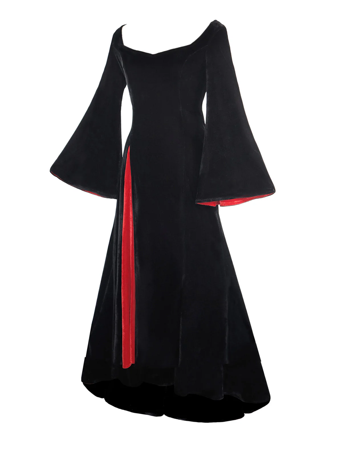 1930s Velvet Bell-Sleeve Wednesday Addams Style Dress - Image 2