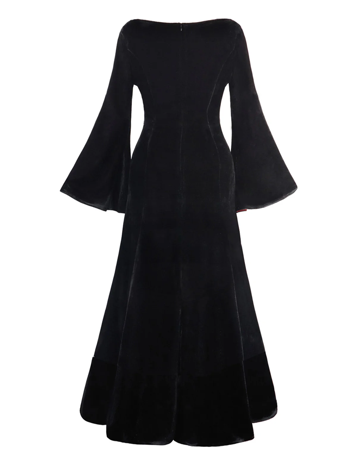 1930s Velvet Bell-Sleeve Wednesday Addams Style Dress - Image 3