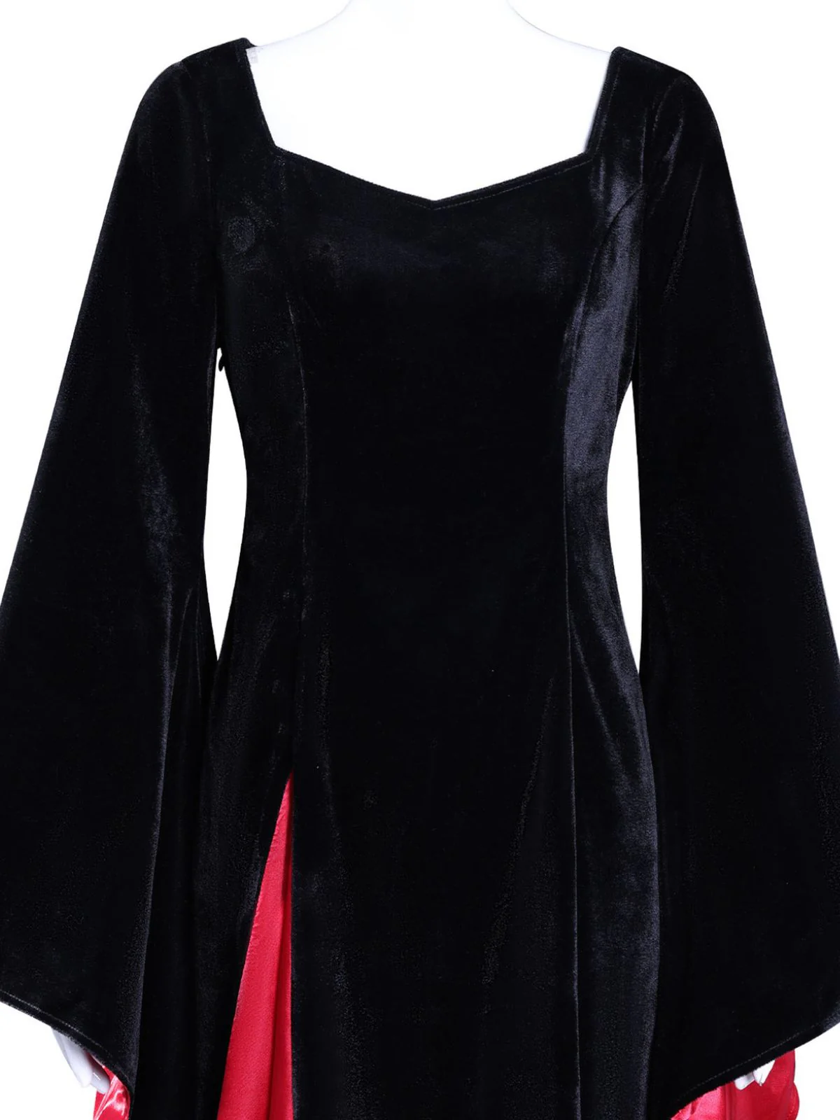 1930s Velvet Bell-Sleeve Wednesday Addams Style Dress - Image 4