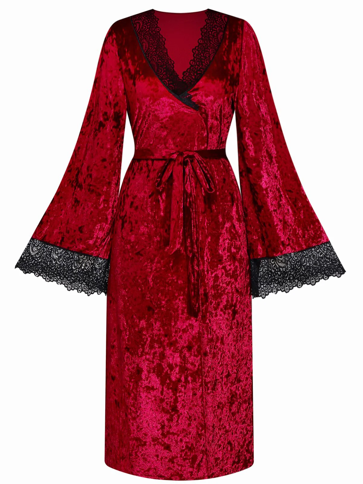 1930s Velvet Lace Long Sleeve Patchwork Pajama Robe - Image 2