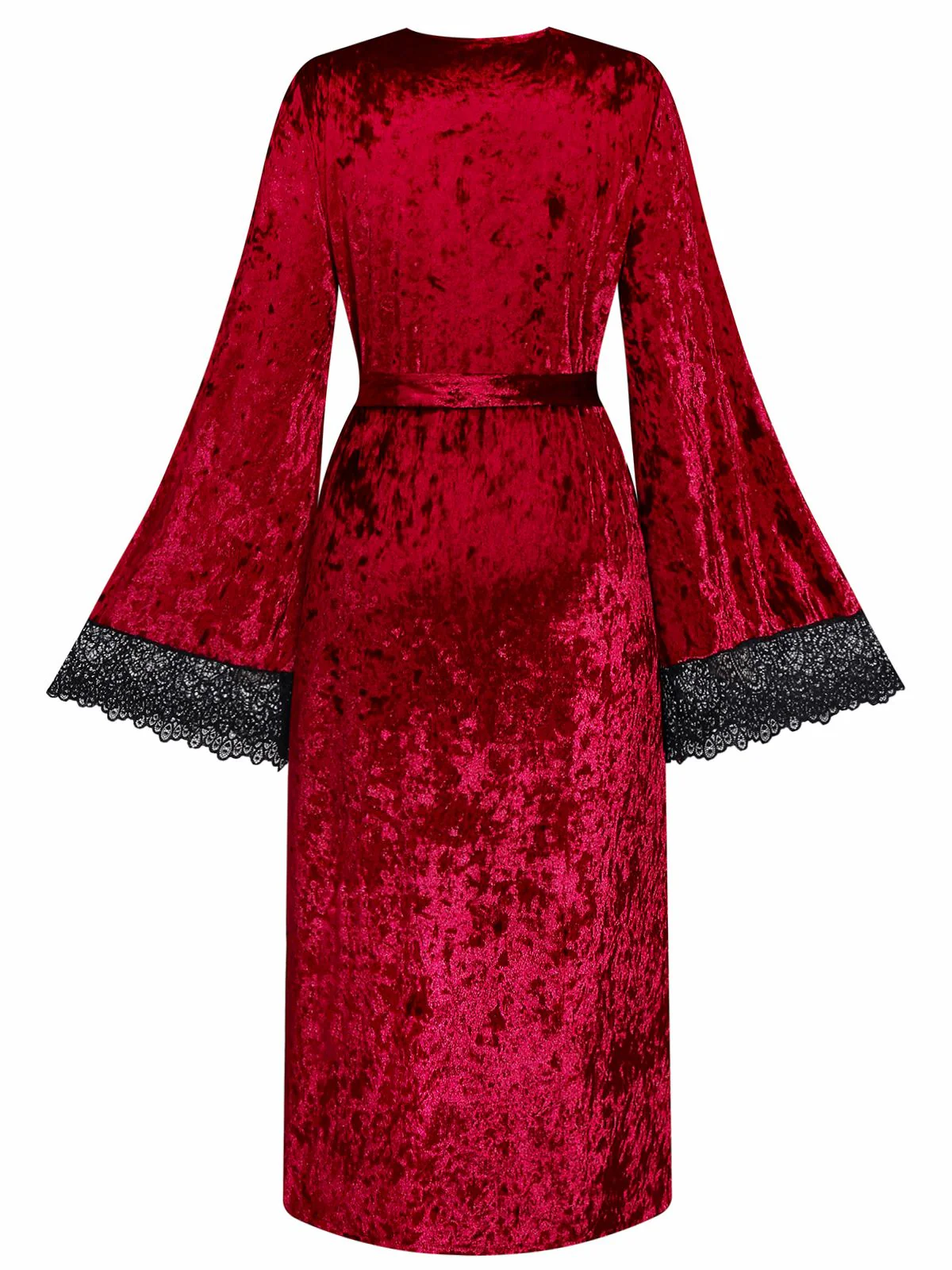 1930s Velvet Lace Long Sleeve Patchwork Pajama Robe - Image 3