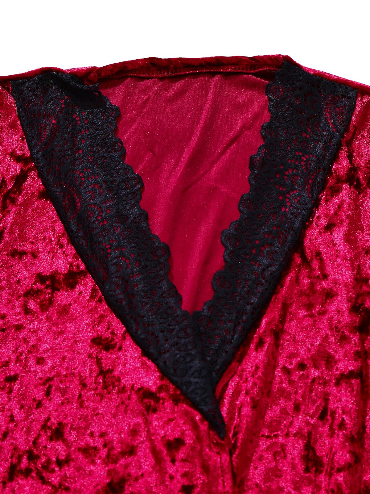 1930s Velvet Lace Long Sleeve Patchwork Pajama Robe - Image 4