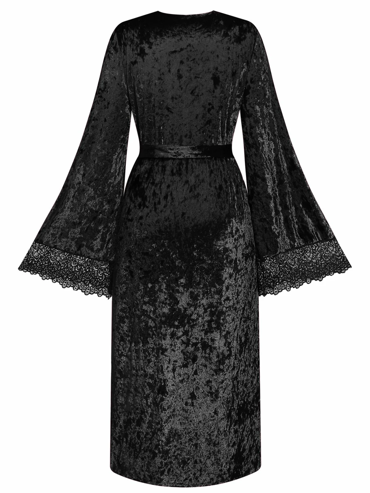 1930s Velvet Lace Long Sleeve Patchwork Pajama Robe - Image 9
