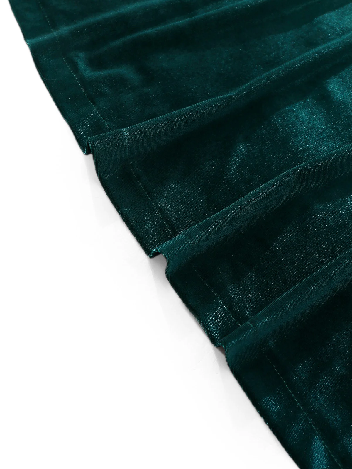 1930s Velvet Off-Shoulder Ruched Side-Slit Dress - Image 6