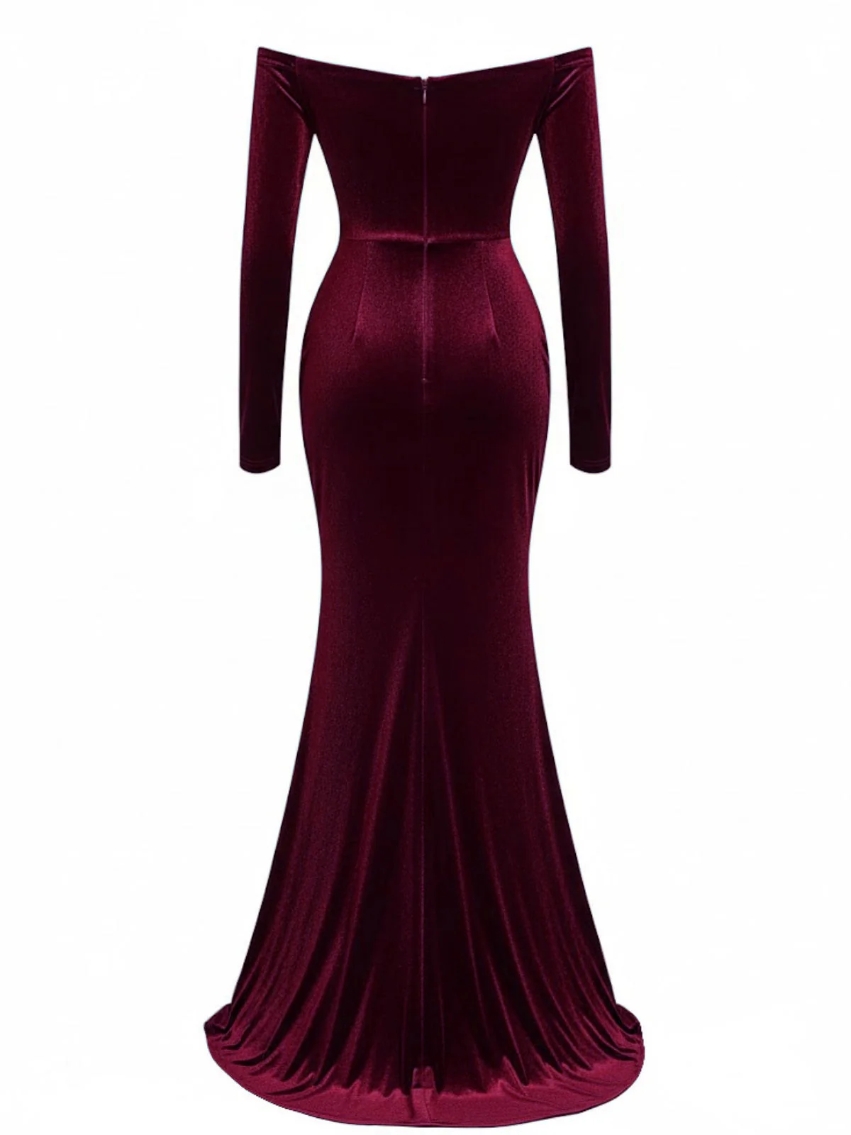 1930s Velvet Off-Shoulder Ruched Side-Slit Dress - Image 9