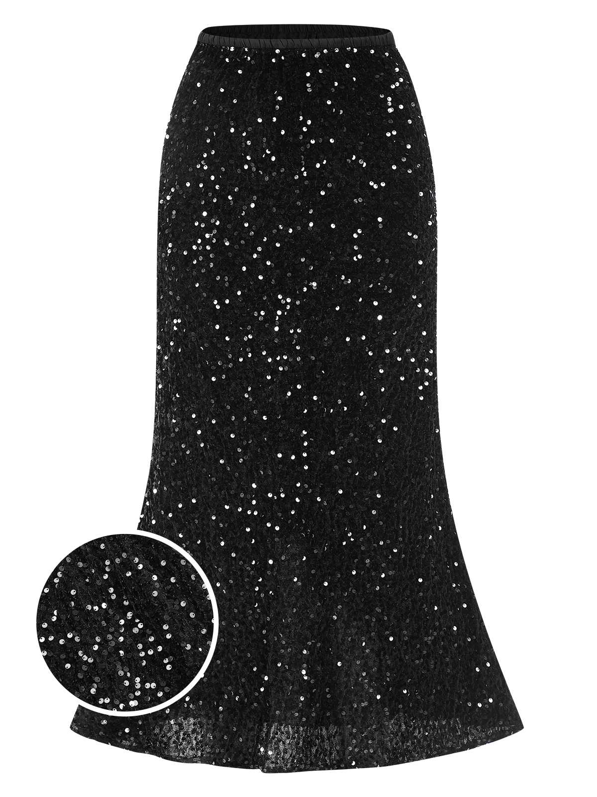 1930s Velvet Sequined Mermaid Skirt - Image 6
