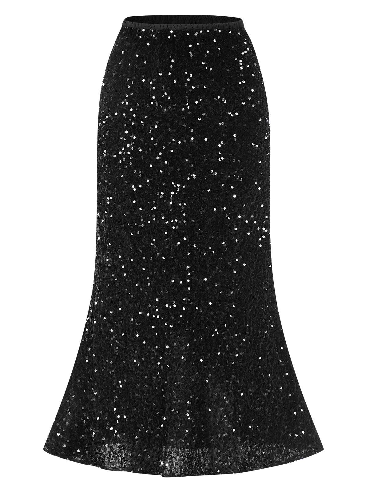 1930s Velvet Sequined Mermaid Skirt - Image 7