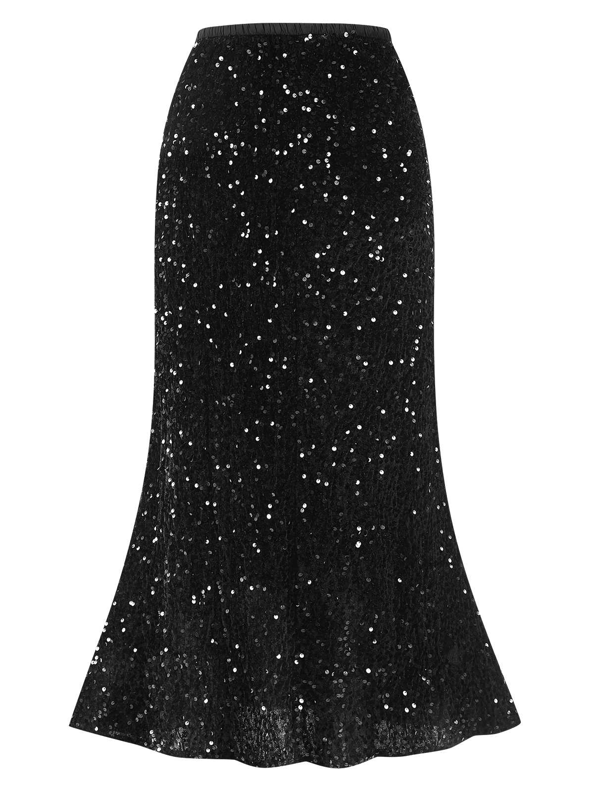 1930s Velvet Sequined Mermaid Skirt - Image 8