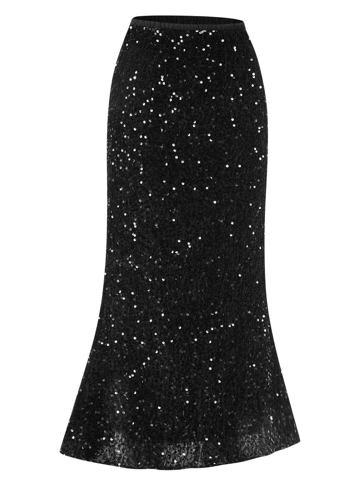 1930s Velvet Sequined Mermaid Skirt - Image 9
