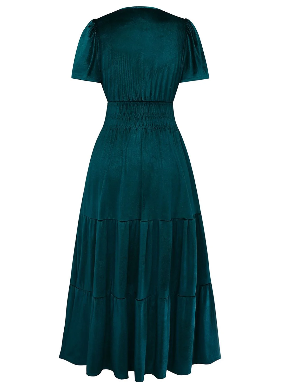 1930s Velvet Solid Short Sleeve Maxi Dress - Image 3