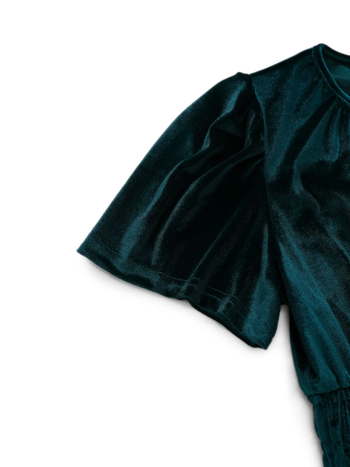 1930s Velvet Solid Short Sleeve Maxi Dress - Image 4