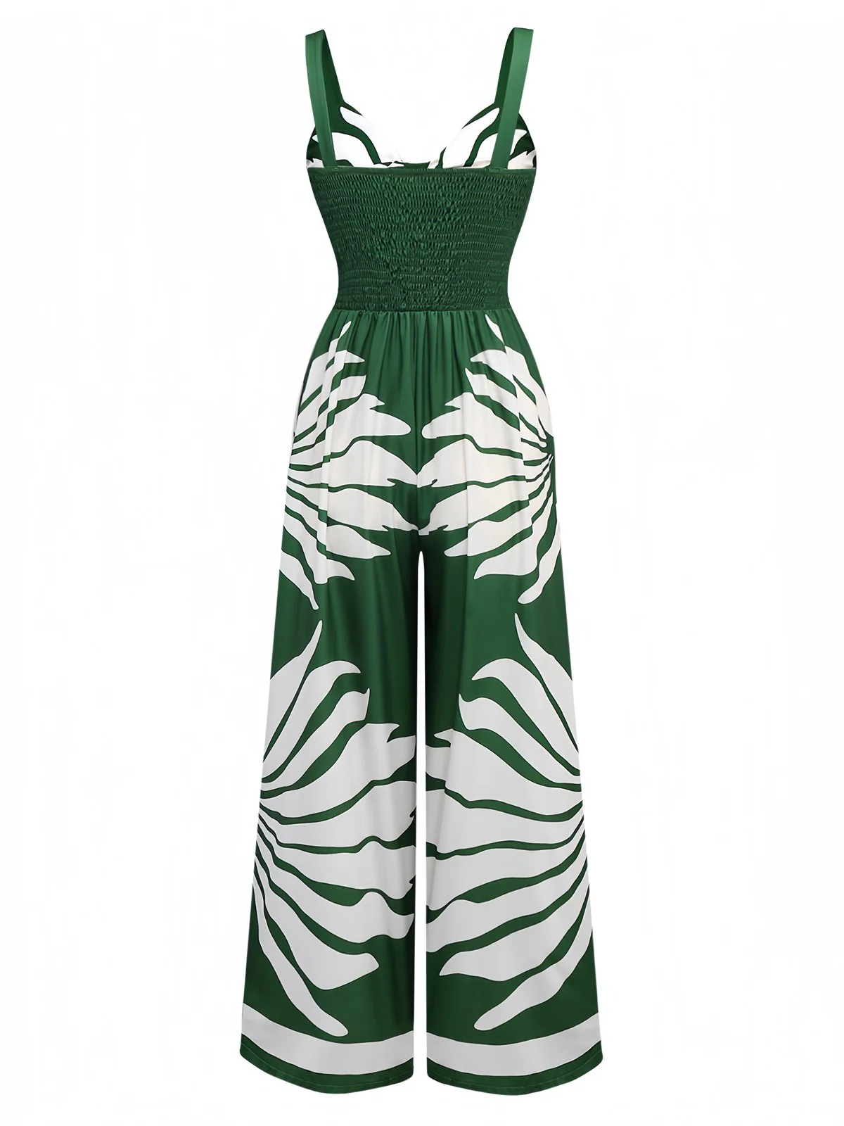 1930s Wide-Strap Hollow Twist Smocked Floral Jumpsuit - Image 2