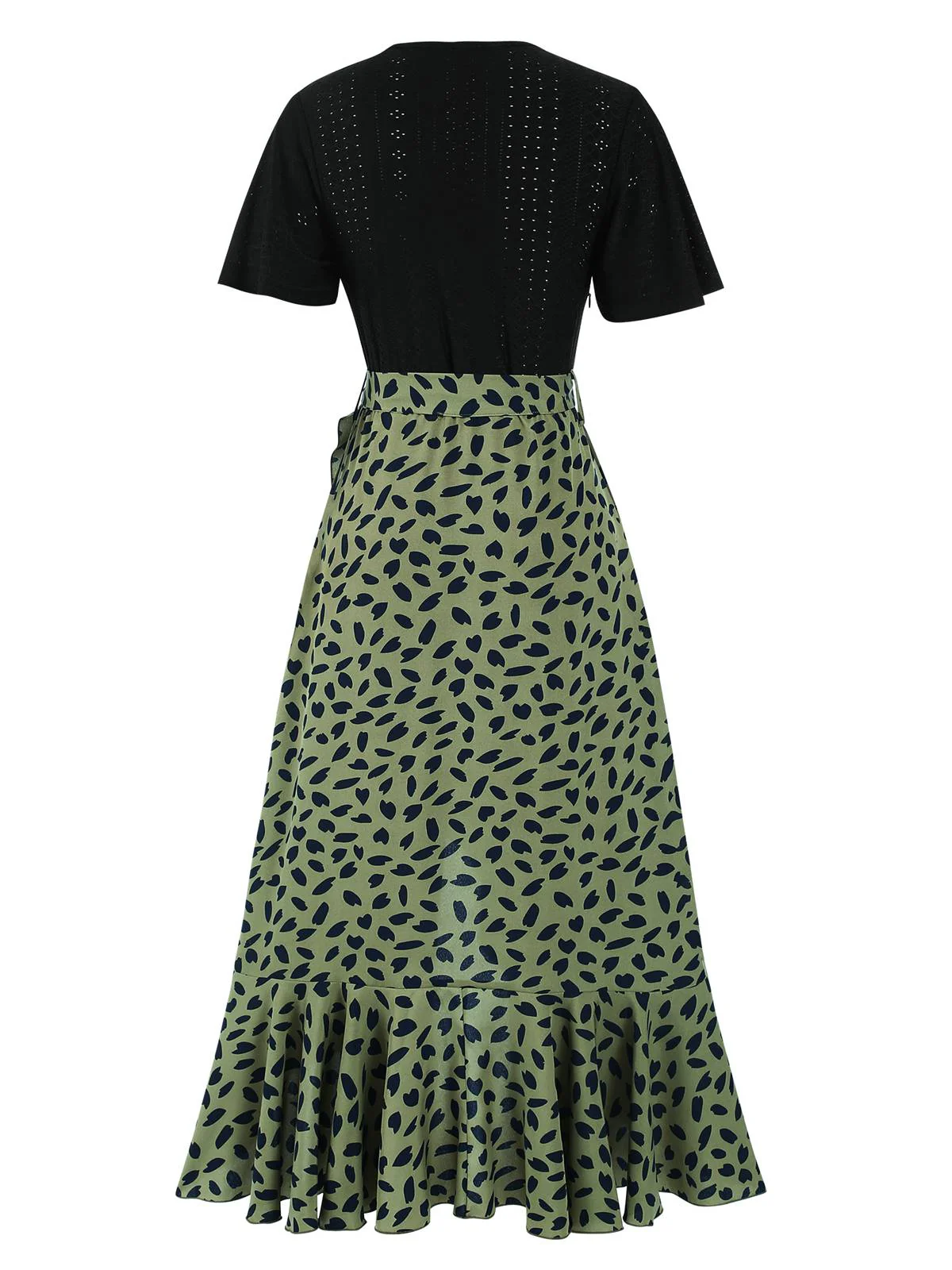 1930s Wrap V-Neck Patchwork Ruffle Dress - Image 9