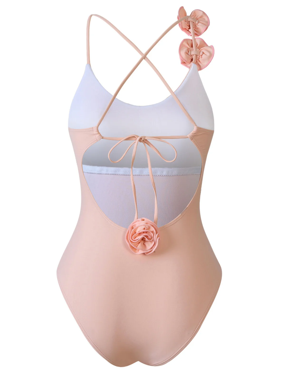 1940s 3D Rose Back Cross Straps Swimsuit - Image 2