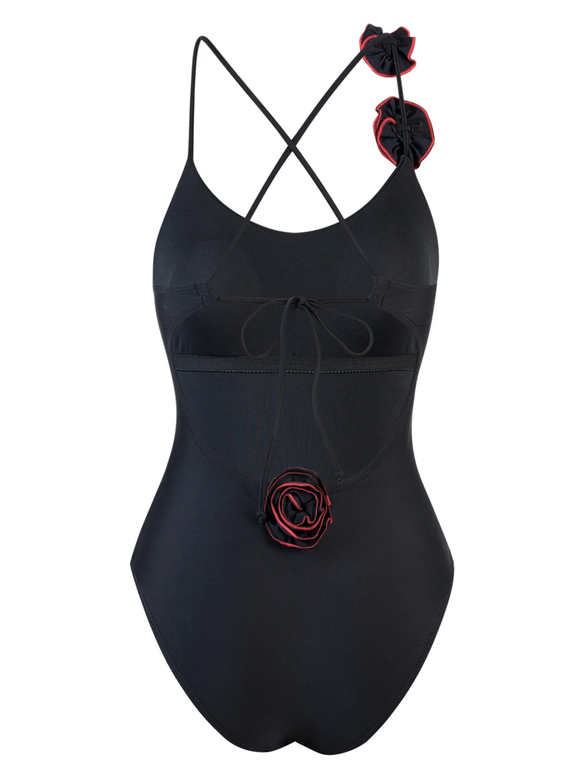 1940s 3D Rose Back Cross Straps Swimsuit - Image 5