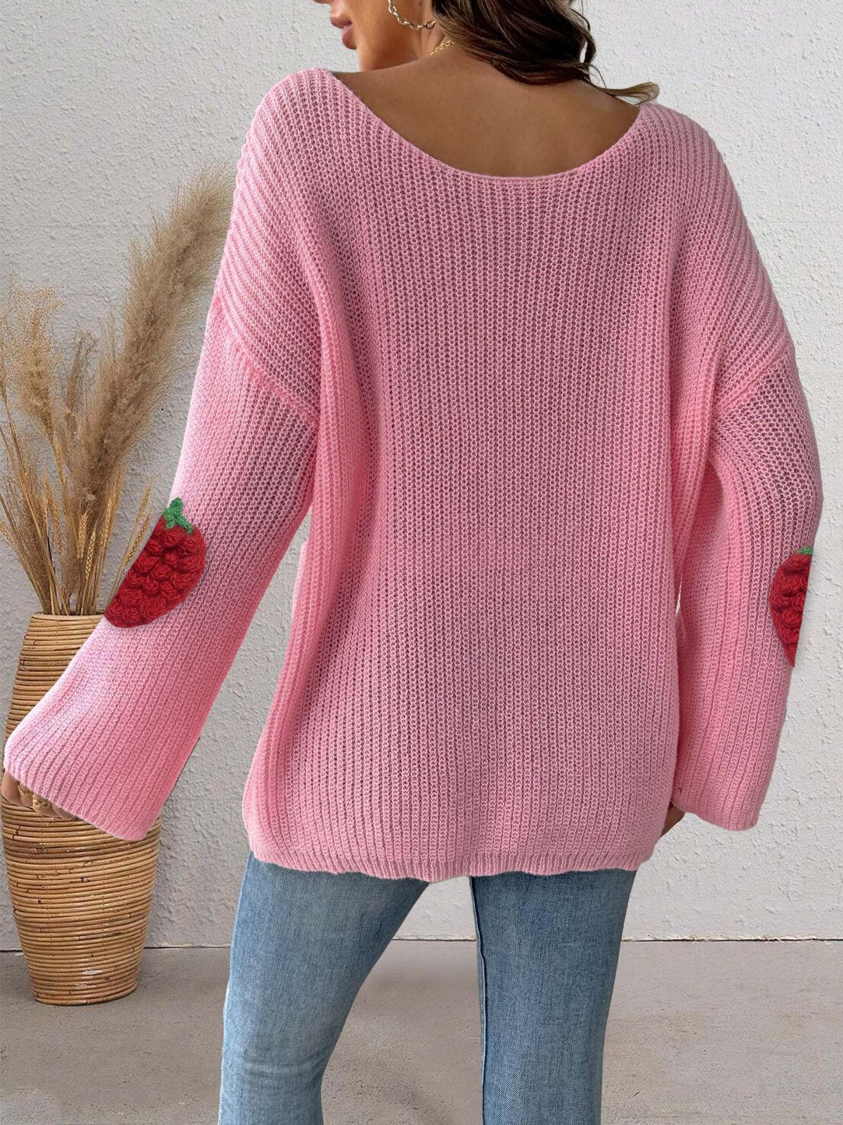 1940s 3D Strawberry Surplice Patchwork Sweater - Image 12