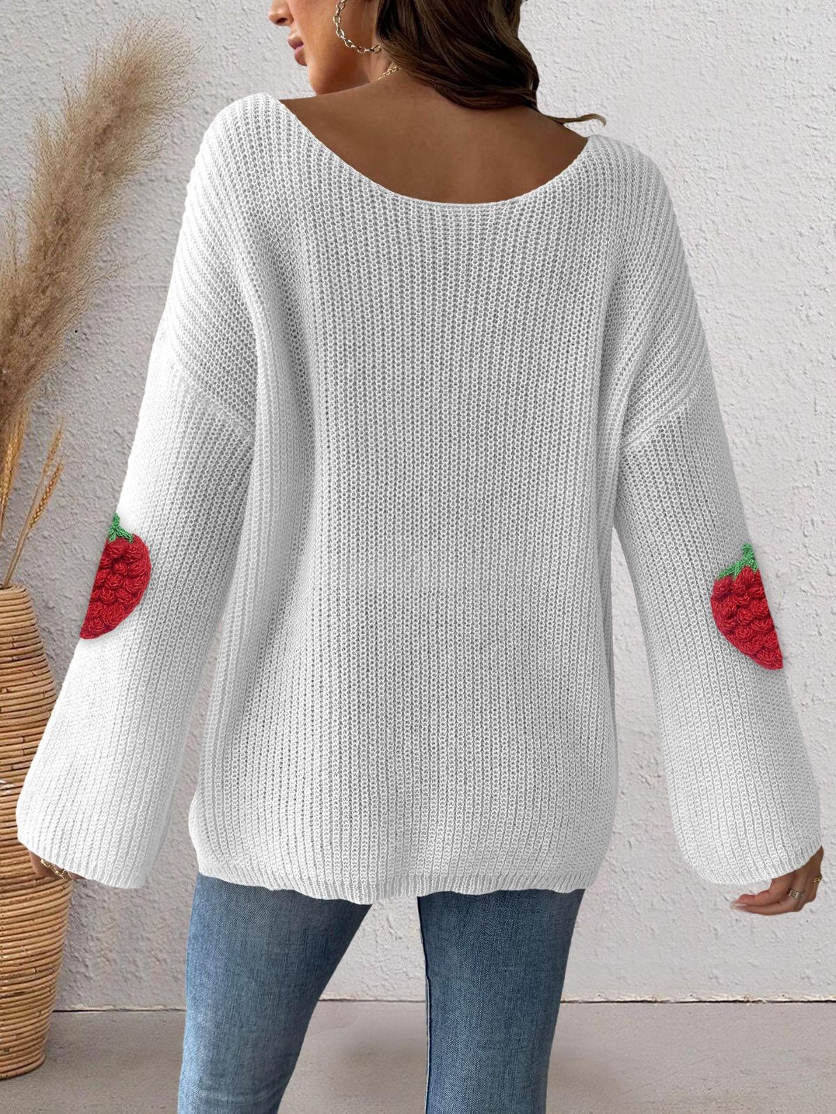 1940s 3D Strawberry Surplice Patchwork Sweater - Image 8