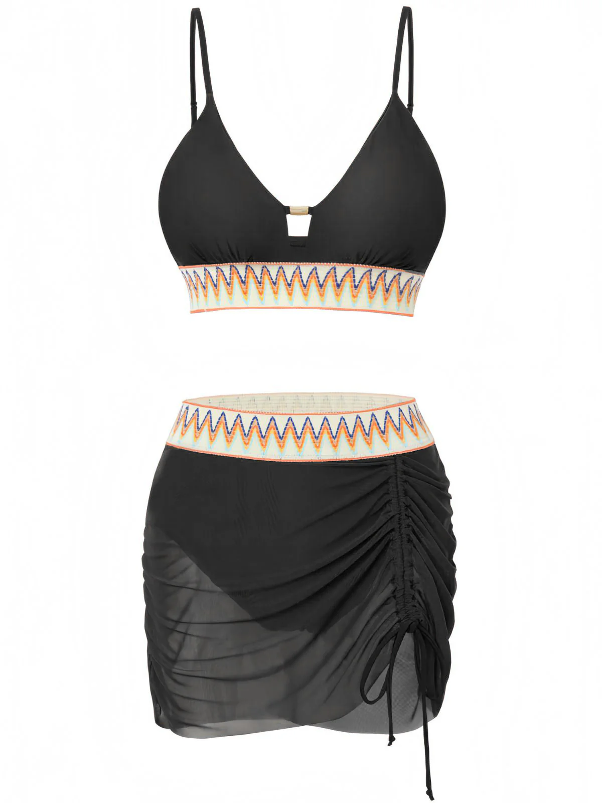 1940s Chevron Mesh Patchwork Tankini Set - Image 2