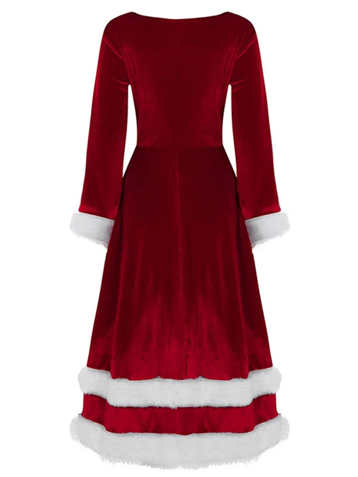 1940s Christmas Santa Faux Fur Trim Velvet Dress - Image 3