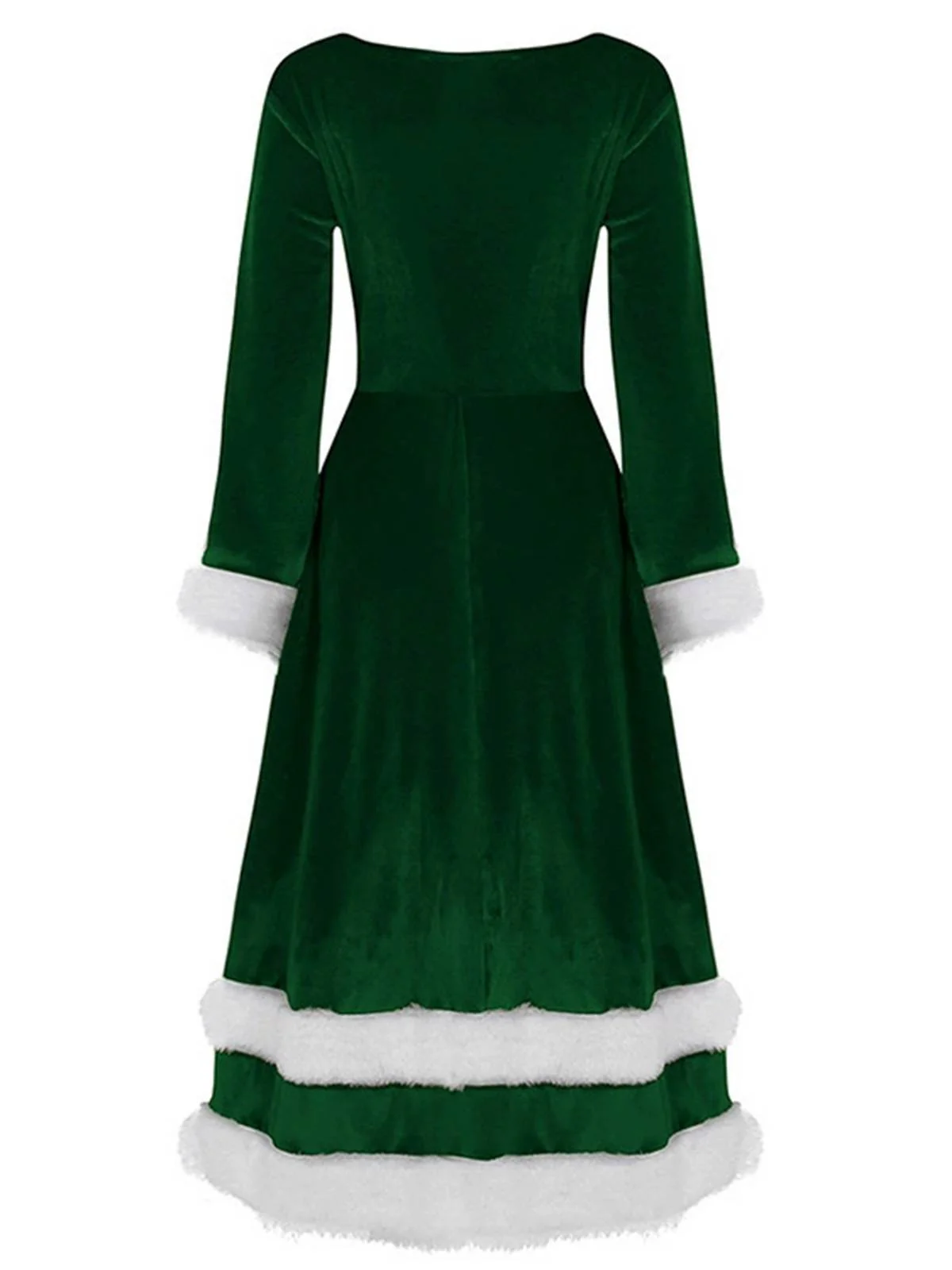 1940s Christmas Santa Faux Fur Trim Velvet Dress - Image 5