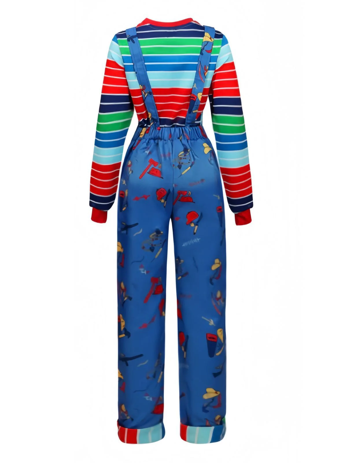 1940s Chucky Doll Striped Dungarees Cosplay Set - Image 2