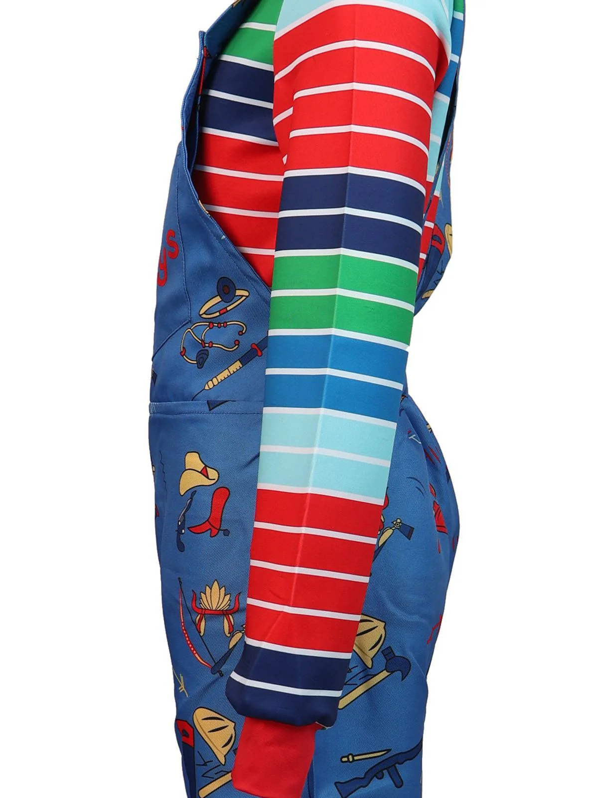 1940s Chucky Doll Striped Dungarees Cosplay Set - Image 3