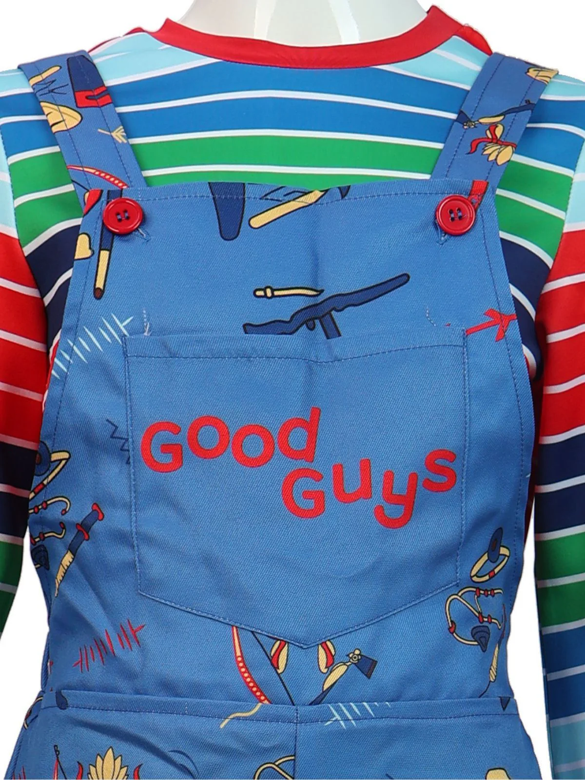 1940s Chucky Doll Striped Dungarees Cosplay Set - Image 4