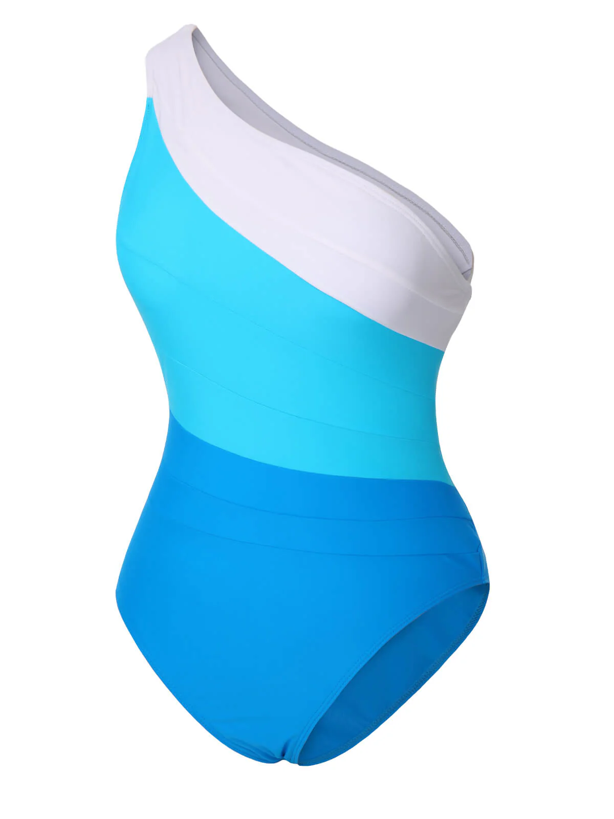1940s Color Block One Shoulder One-Piece Swimsuit - Image 10