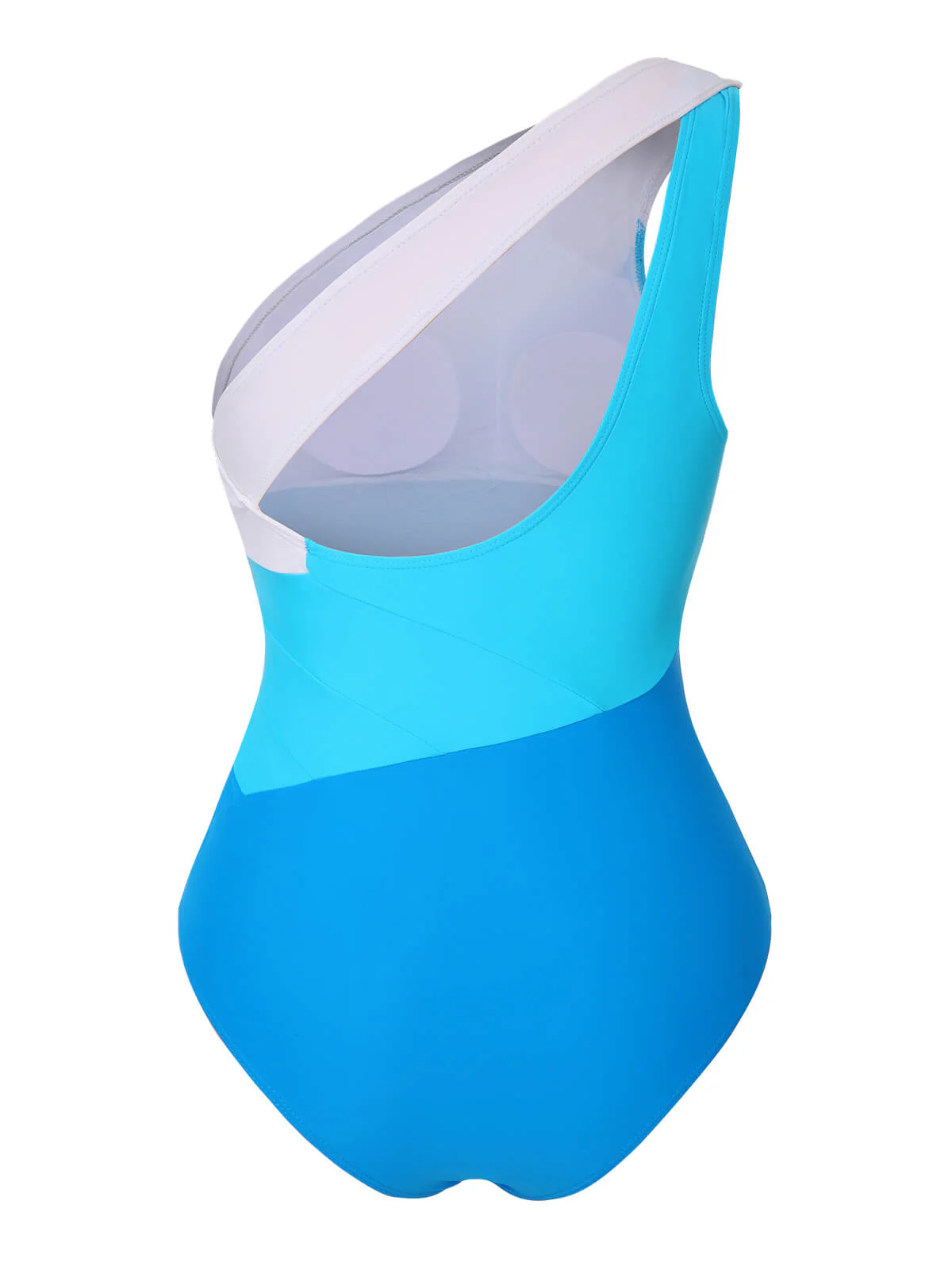 1940s Color Block One Shoulder One-Piece Swimsuit - Image 11