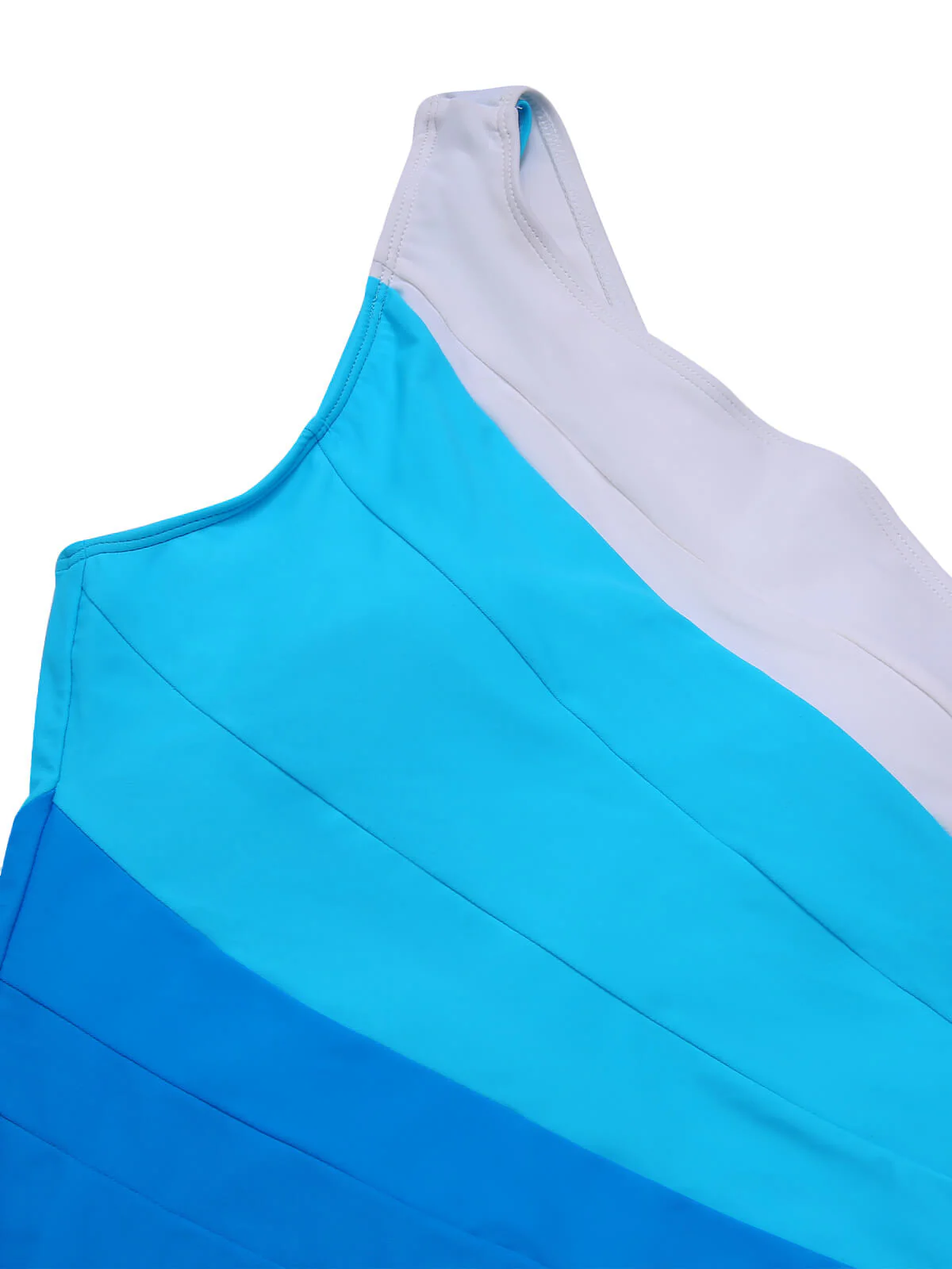 1940s Color Block One Shoulder One-Piece Swimsuit - Image 12