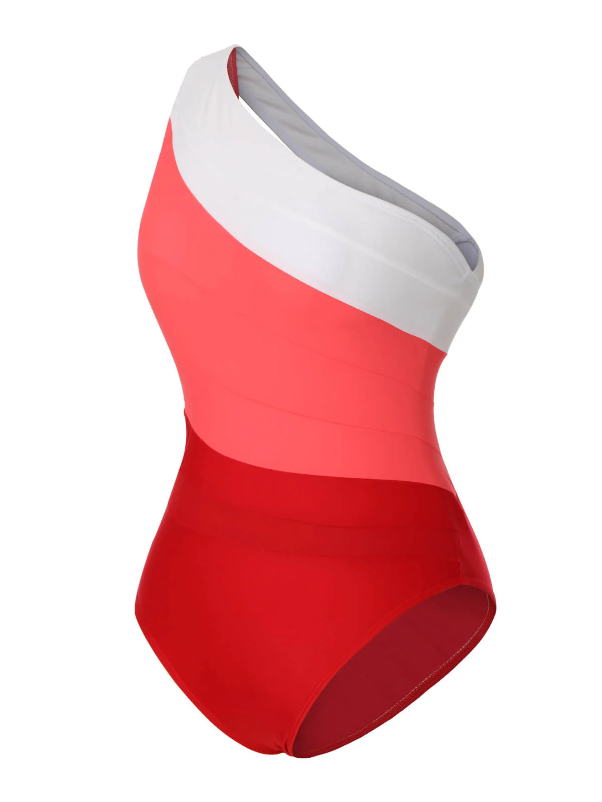 1940s Color Block One Shoulder One-Piece Swimsuit - Image 3