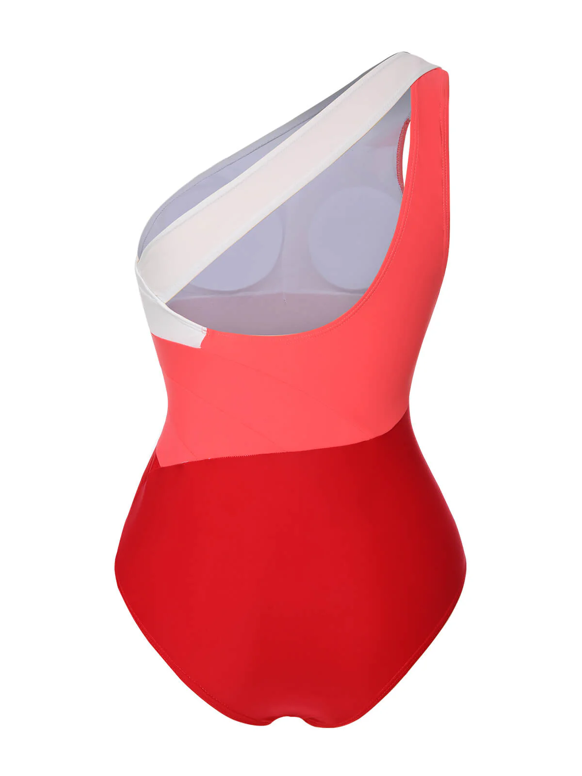 1940s Color Block One Shoulder One-Piece Swimsuit - Image 4