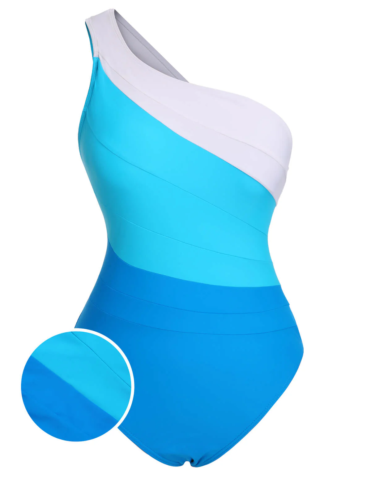 1940s Color Block One Shoulder One-Piece Swimsuit - Image 8