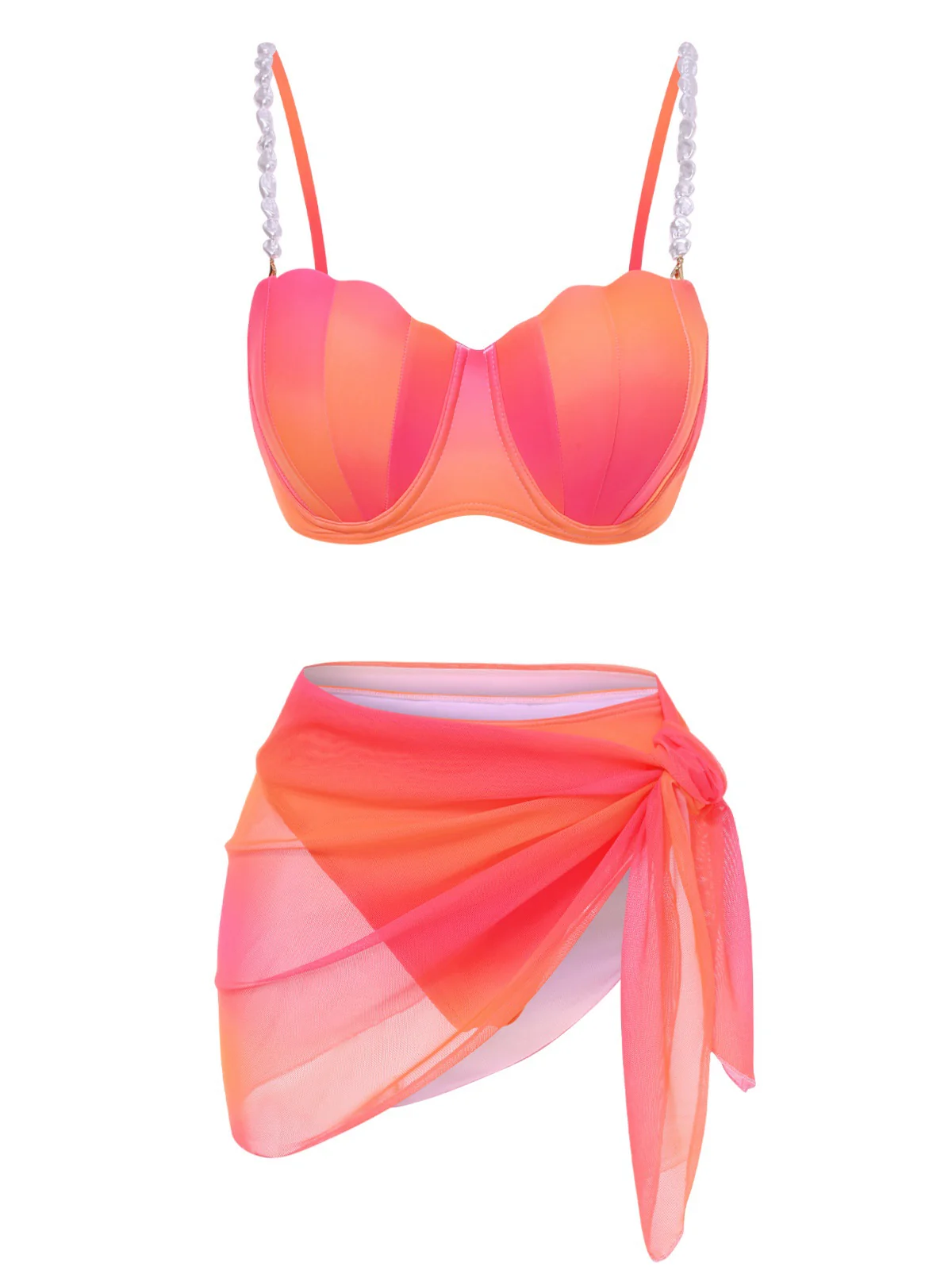 1940s Color Gradient Shell Bikini Set & Cover-Up - Image 4