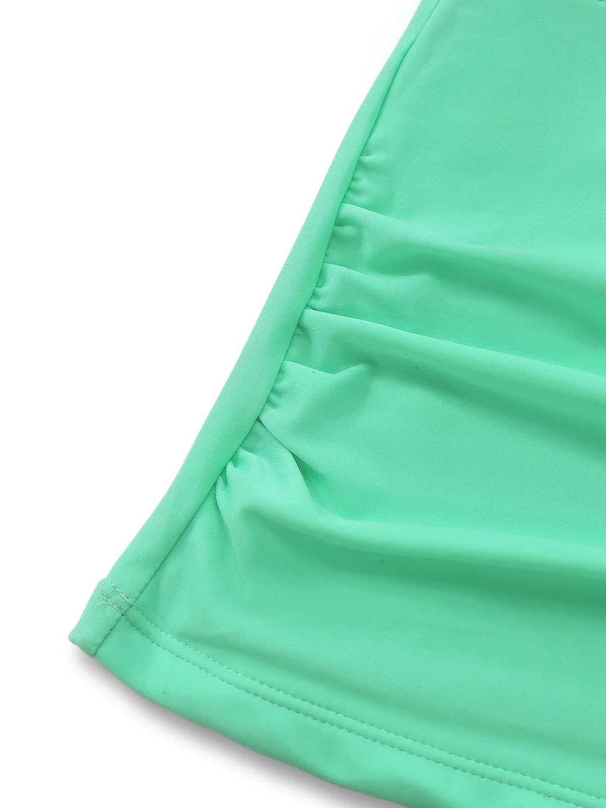 1940s Colorblock Deep V Crisscross Back Tankini Set - Image 17