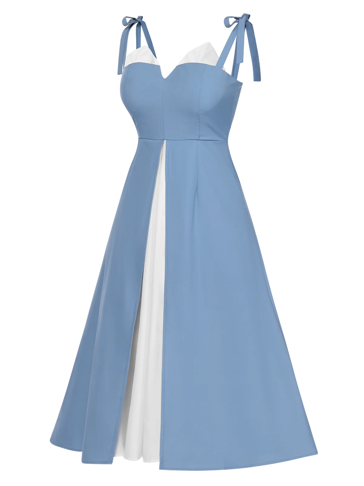 1940s Colorblock Spaghetti Strap Dress - Image 3