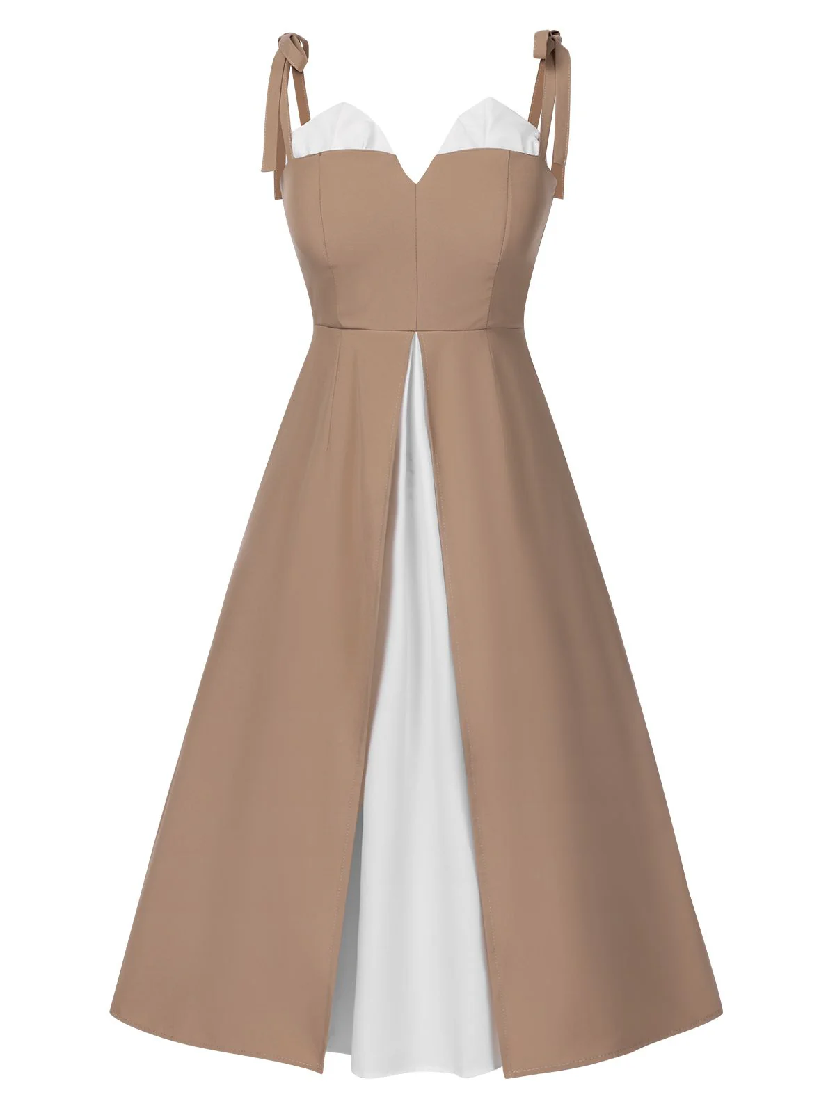 1940s Colorblock Spaghetti Strap Dress - Image 6
