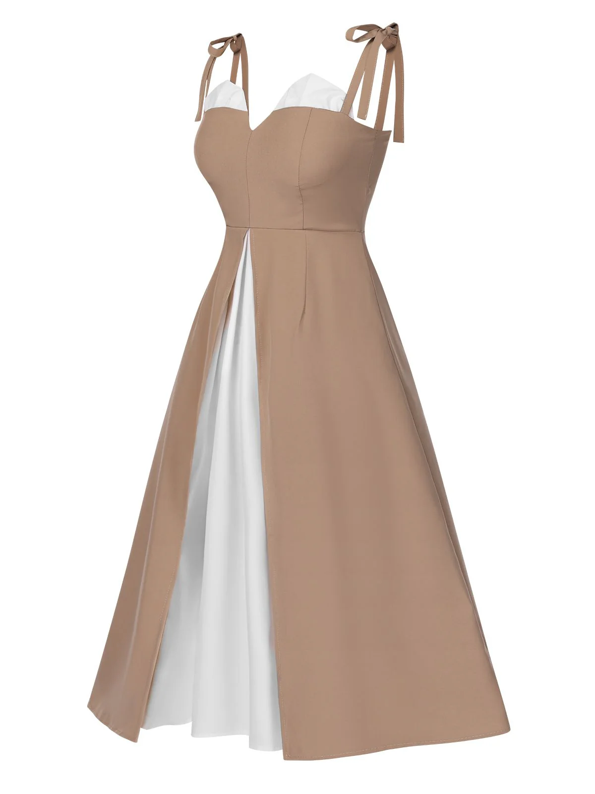 1940s Colorblock Spaghetti Strap Dress - Image 8