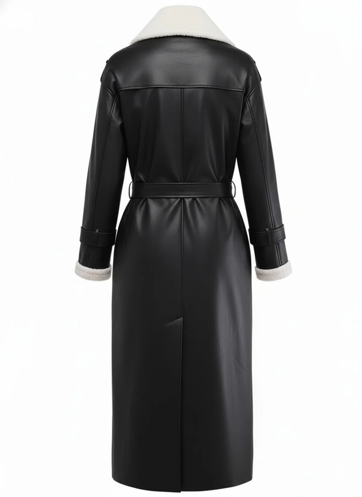 1940s Contrasted Faux Sherpa Fleece Lapel Long Coat - Image 3
