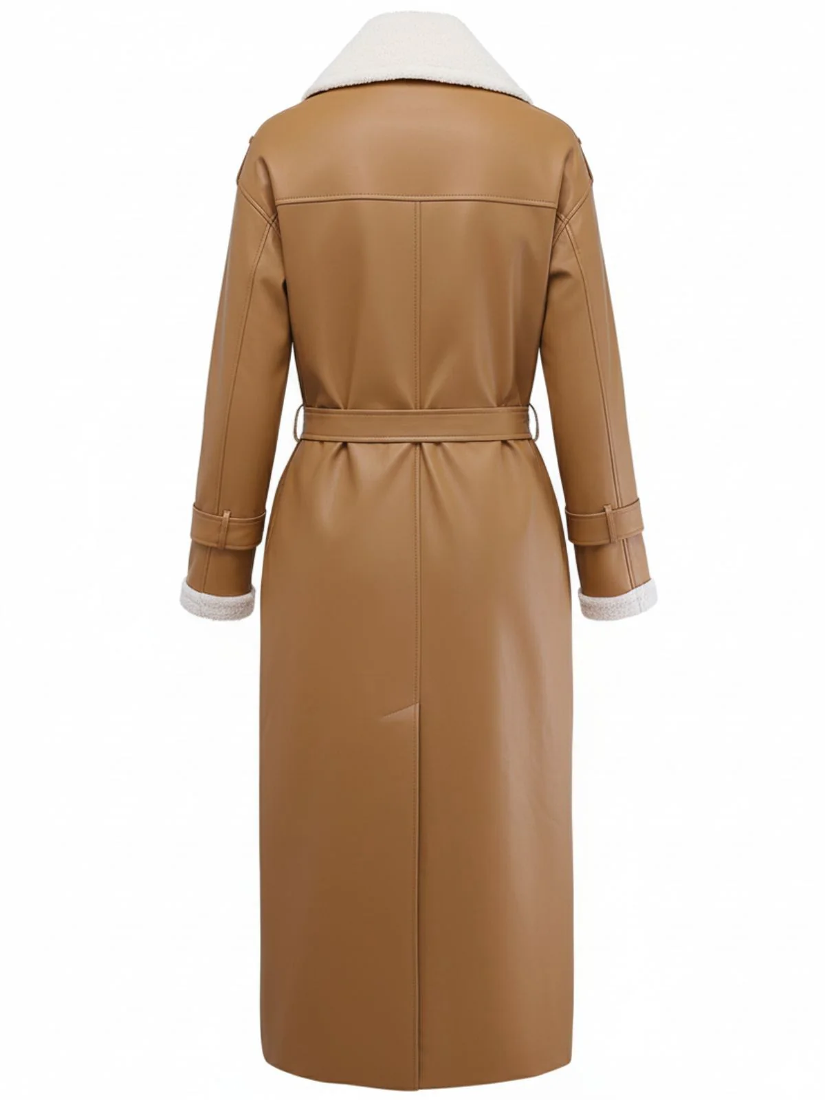 1940s Contrasted Faux Sherpa Fleece Lapel Long Coat - Image 5