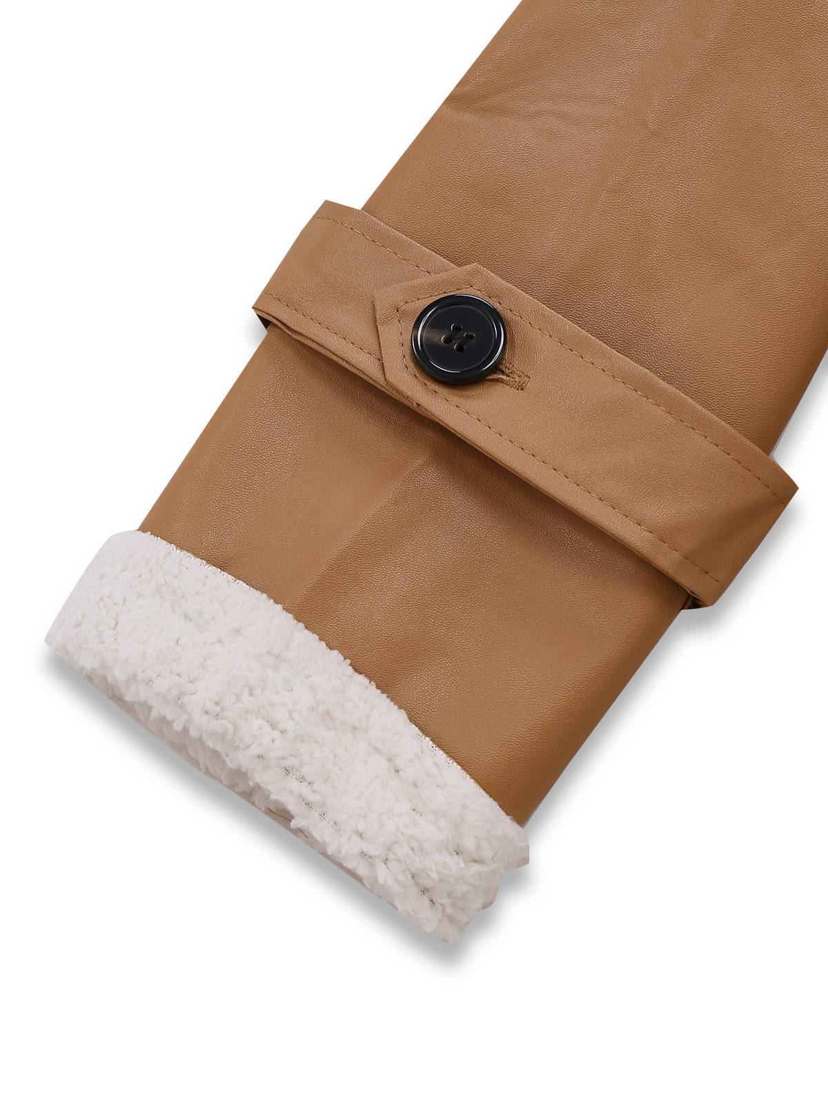 1940s Contrasted Faux Sherpa Fleece Lapel Long Coat - Image 7