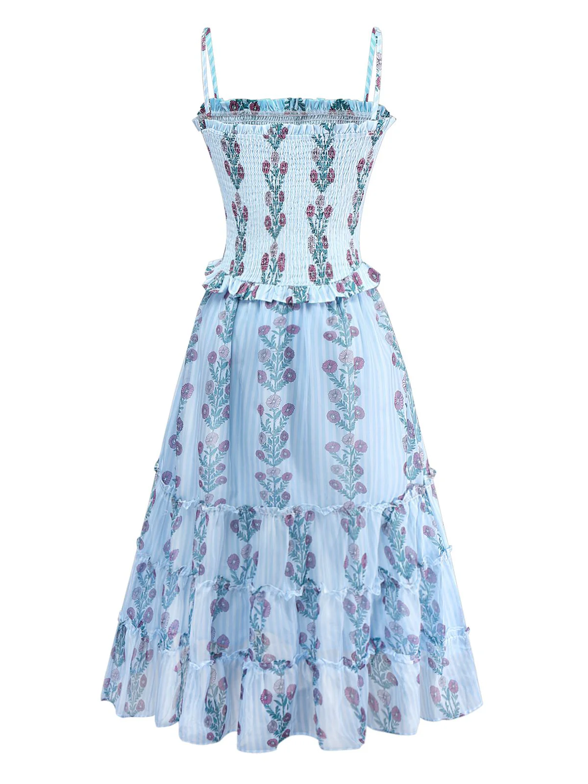 1940s Daisy Mesh Patchwork Smocked Dress - Image 2
